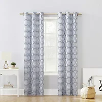 No 918 Lido Global Inspired Medallion Grommet Top Semi-Sheer Single Curtain Panel