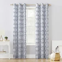 No 918 Lido Global Inspired Medallion Grommet Top Semi-Sheer Single Curtain Panel