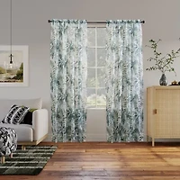 No 918 Fiona Foliage Print Crushed Voile Rod Pocket Sheer Single Curtain Panel