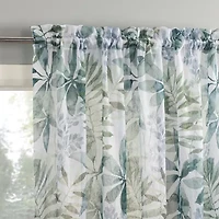 No 918 Fiona Foliage Print Crushed Voile Rod Pocket Sheer Single Curtain Panel