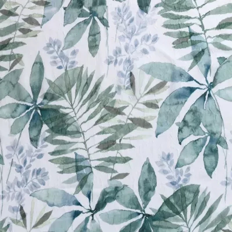 No 918 Fiona Foliage Print Crushed Voile Rod Pocket Sheer Single Curtain Panel