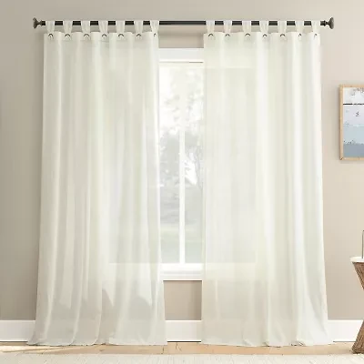 No 918 Waverly Linen Blend Tab Top Light-Filtering Single Curtain Panel