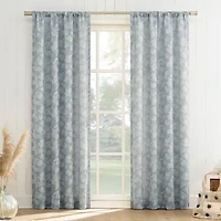 No 918 Koda Woven Jacquard Leaf Rod Pocket Semi-Sheer Single Curtain Panel