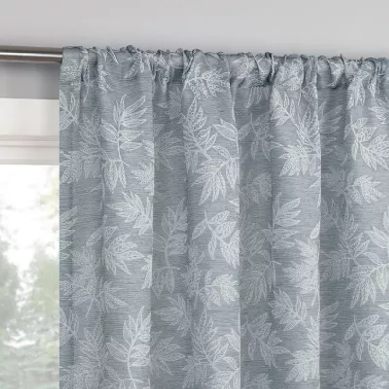 No 918 Koda Woven Jacquard Leaf Rod Pocket Semi-Sheer Single Curtain Panel