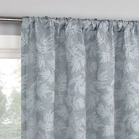 No 918 Koda Woven Jacquard Leaf Rod Pocket Semi-Sheer Single Curtain Panel