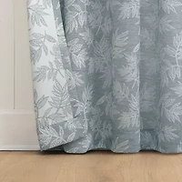 No 918 Koda Woven Jacquard Leaf Rod Pocket Semi-Sheer Single Curtain Panel