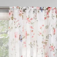 No 918 Jocelyn Floral Print Crushed Voile Rod Pocket Sheer Single Curtain Panel