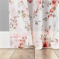 No 918 Jocelyn Floral Print Crushed Voile Rod Pocket Sheer Single Curtain Panel