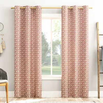 No 918 Talia Tonal Floral Grommet Top Semi-Sheer Single Curtain Panel
