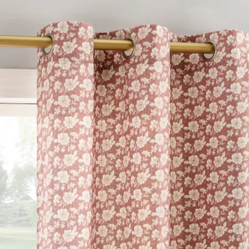 No 918 Talia Tonal Floral Grommet Top Semi-Sheer Single Curtain Panel