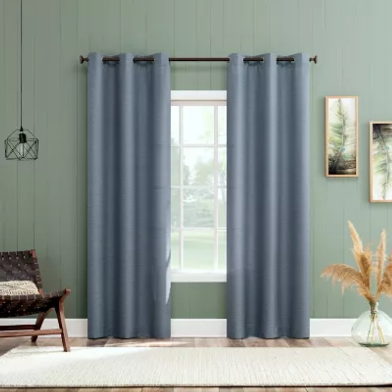 No 918 Landon Textured Grommet Top Semi-Sheer Single Curtain Panel