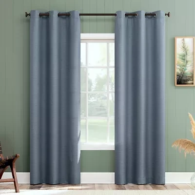 No 918 Landon Textured Grommet Top Semi-Sheer Single Curtain Panel