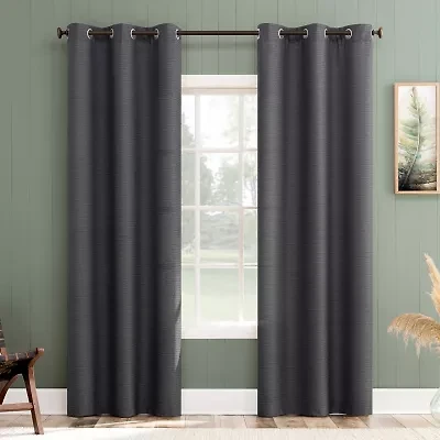 No 918 Landon Textured Grommet Top Light-Filtering Single Curtain Panel