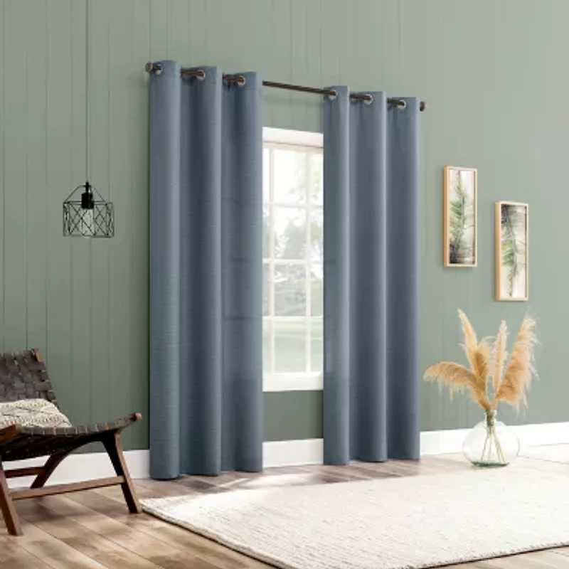 No 918 Landon Textured Grommet Top Semi-Sheer Single Curtain Panel