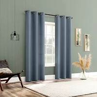 No 918 Landon Textured Grommet Top Semi-Sheer Single Curtain Panel