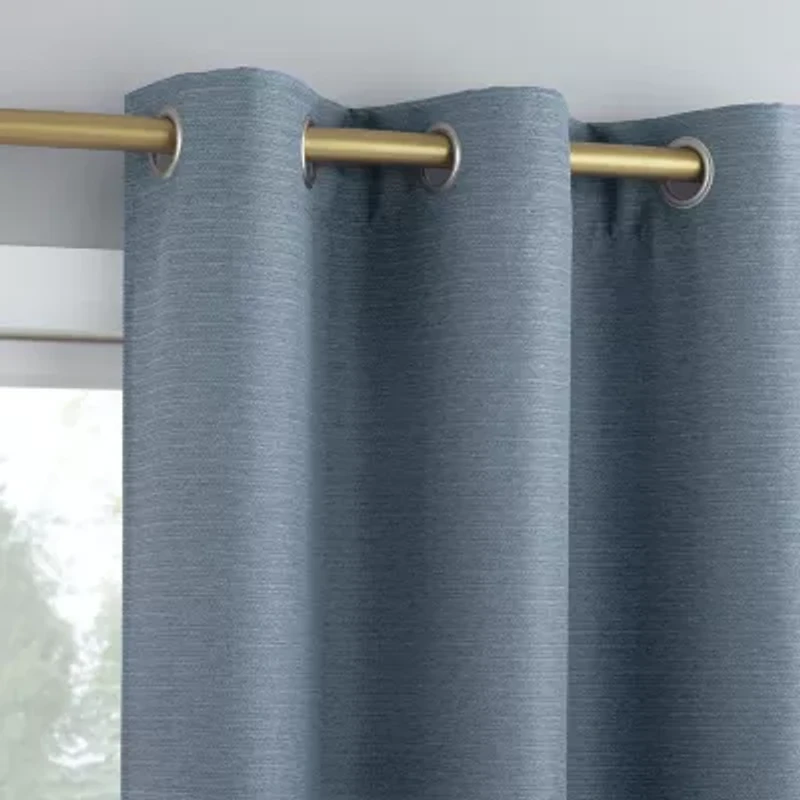 No 918 Landon Textured Grommet Top Semi-Sheer Single Curtain Panel