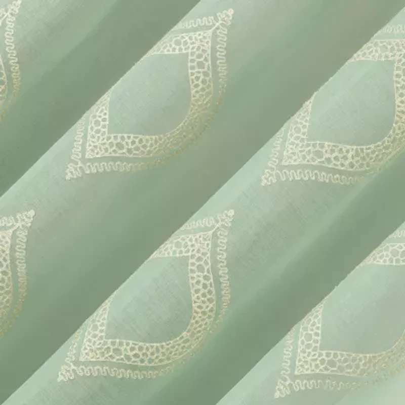 No 918 Ravenna Medallion Rod Pocket Embroidered Sheer Single Curtain Panel
