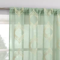 No 918 Ravenna Medallion Rod Pocket Embroidered Sheer Single Curtain Panel