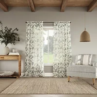 No 918 Alethea Floral Print Crushed Voile Rod Pocket Sheer Single Curtain Panel