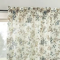 No 918 Alethea Floral Print Crushed Voile Rod Pocket Sheer Single Curtain Panel