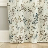 No 918 Alethea Floral Print Crushed Voile Rod Pocket Sheer Single Curtain Panel