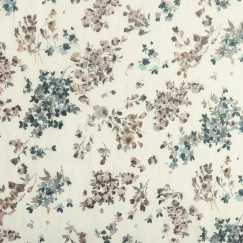 No 918 Alethea Floral Print Crushed Voile Rod Pocket Sheer Single Curtain Panel
