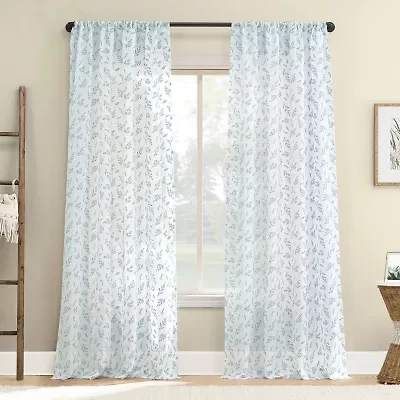No 918 Briarwood Delicate Leaf Textured Rod Pocket Sheer Single Curtain Panel
