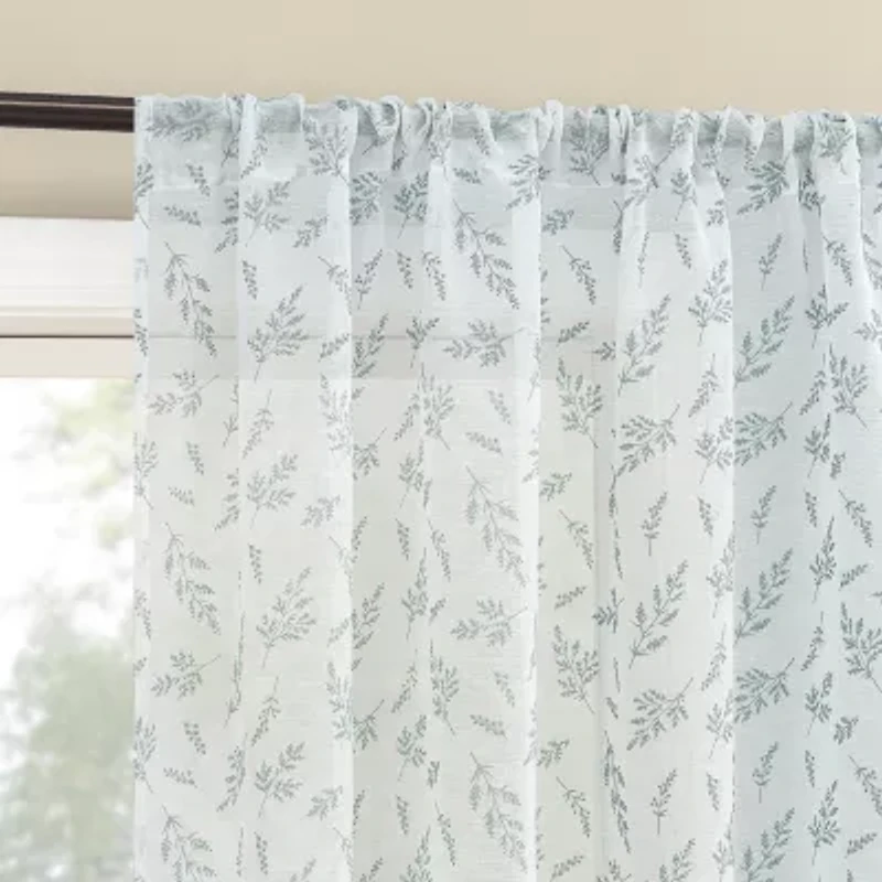 No 918 Briarwood Delicate Leaf Textured Rod Pocket Sheer Single Curtain Panel