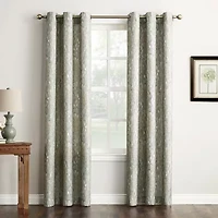 No 918 Harlowe Abstract Geometric Grommet Top Semi-Sheer Single Curtain Panel