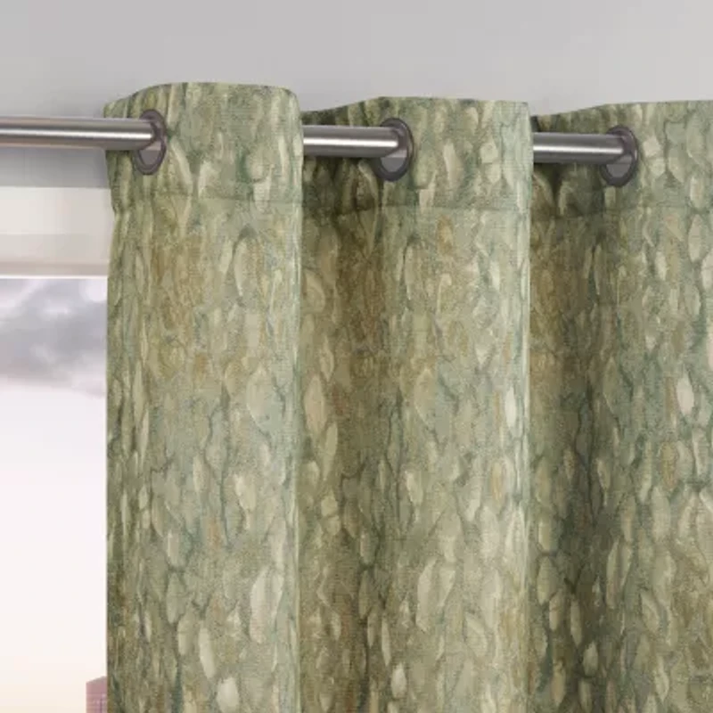 No 918 Harlowe Abstract Geometric Grommet Top Semi-Sheer Single Curtain Panel