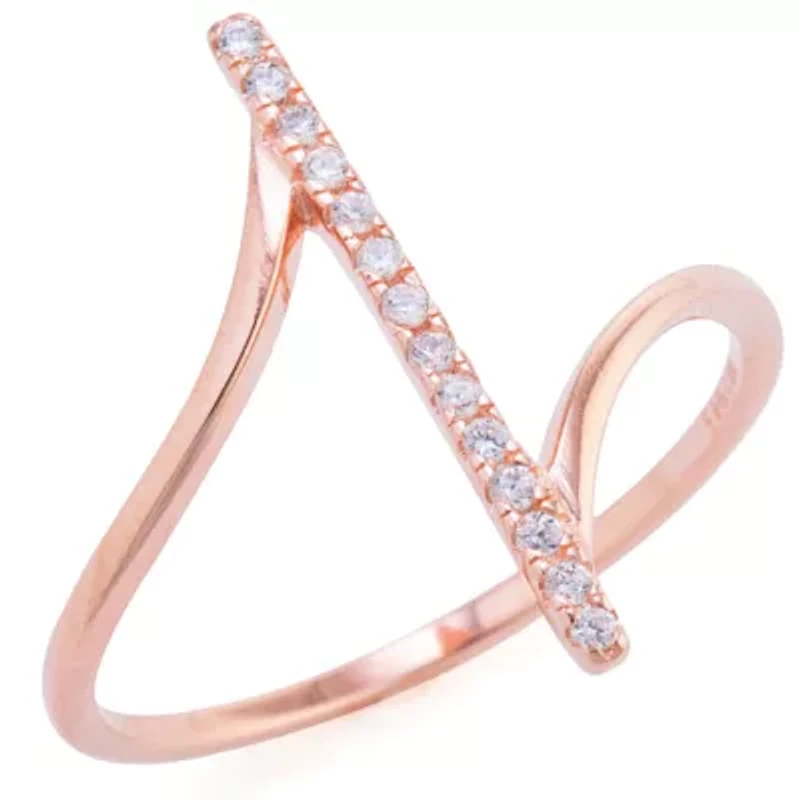 Silver Treasures Womens Cubic Zirconia 14K Rose Gold Over Cocktail Ring