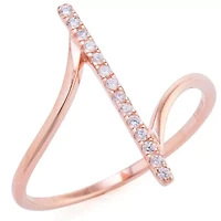 Silver Treasures Womens Cubic Zirconia 14K Rose Gold Over Cocktail Ring