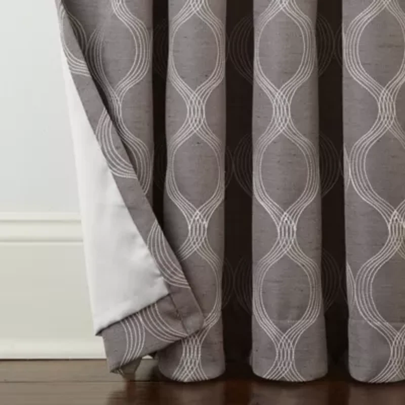 Max Blackout Prescott Grommet Top Embroidered 100% Single Curtain Panel
