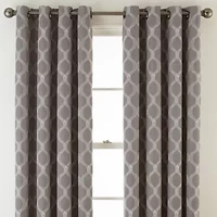 Max Blackout Prescott Grommet Top Embroidered 100% Single Curtain Panel