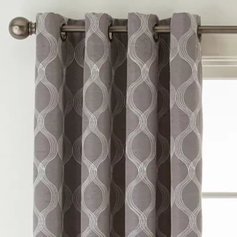 Max Blackout Prescott Grommet Top Embroidered 100% Single Curtain Panel