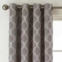 Max Blackout Prescott Grommet Top Embroidered 100% Single Curtain Panel