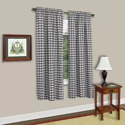 Sweet Home Collection Buffalo Check Plaid Gingham Rod Pocket Light-Filtering Single Curtain Panel