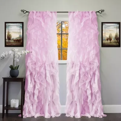 Sweet Home Collection Chic Voile Vertical Ruffled Rod Pocket Sheer Single Curtain Panel