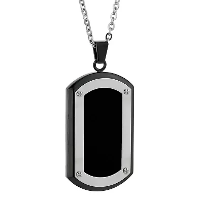 Mens Stainless Steel Dog Tag 22 Inch Pendant Necklace