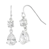 Womens Cubic Zirconia Sterling Silver Drop Earrings