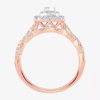 Signature By Modern Bride 1 CT.T.W. Natural Diamond Side Stone Halo Bridal Set 10K or 14K Gold