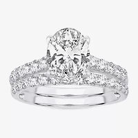 (H-I / SI1-SI2) Signature By Modern Bride Womens 3 CT. T.W. Lab Grown White Diamond 14K Gold Oval Bridal Set
