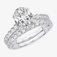 (H-I / SI1-SI2) Signature By Modern Bride Womens 3 CT. T.W. Lab Grown White Diamond 14K Gold Oval Bridal Set
