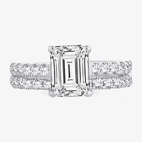 (H-I / SI1-SI2) Signature By Modern Bride Womens 3 CT. T.W. Lab Grown White Diamond 14K Gold Emerald Bridal Set