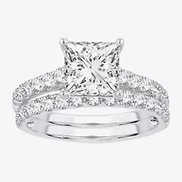 (H-I / SI1-SI2) Signature By Modern Bride Princess Cut Womens 3 CT. T.W. Lab Grown White Diamond 14K Gold Bridal Set