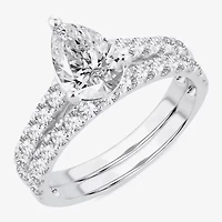 (H-I / SI1-SI2) Signature By Modern Bride Womens 3 CT. T.W. Lab Grown White DiamondIn  14K Gold Pear Bridal Set