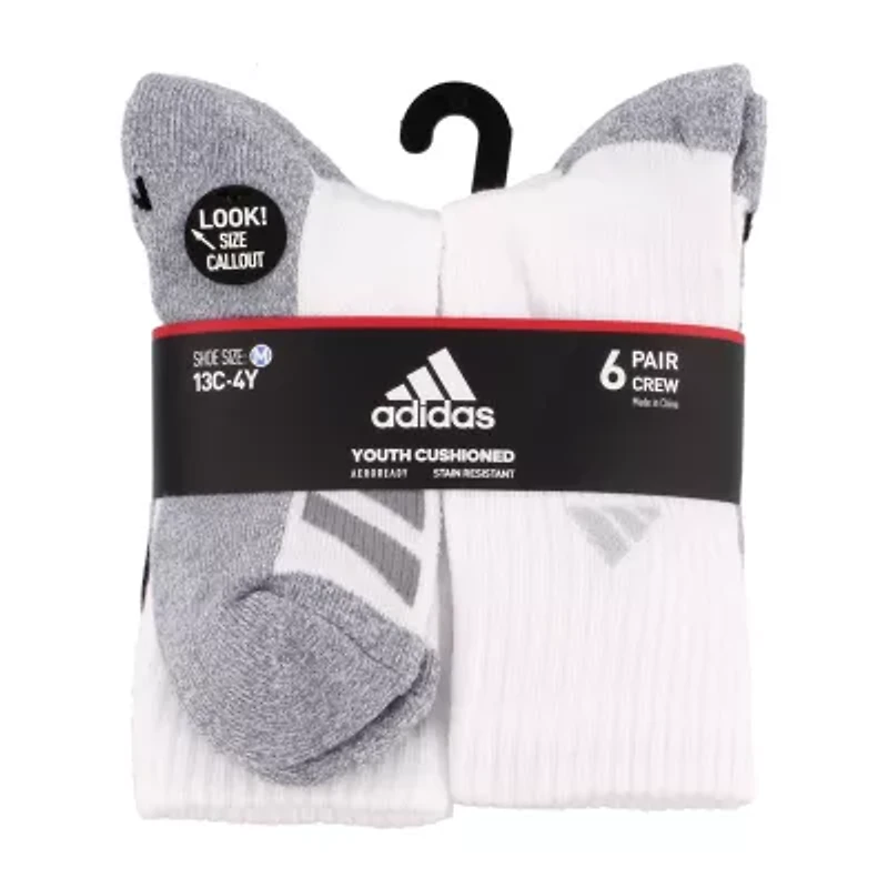 adidas Big Kid Boys 6 Pair Crew Socks