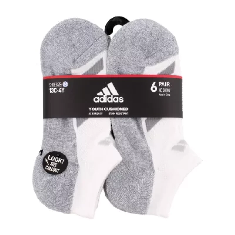 adidas Big Kid Boys 6 Pair No Show Socks