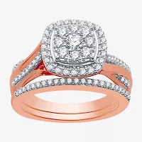 I Said Yes (H-I / I1) Womens 3/4 CT. T.W. Lab Grown White Diamond 14K Rose Gold Over Silver Sterling Cushion Halo Bridal Set