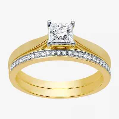 I Said Yes (H-I / I1) Womens 1/4 CT. T.W. Lab Grown White Diamond 14K Gold Over Silver Sterling Solitaire Bridal Set